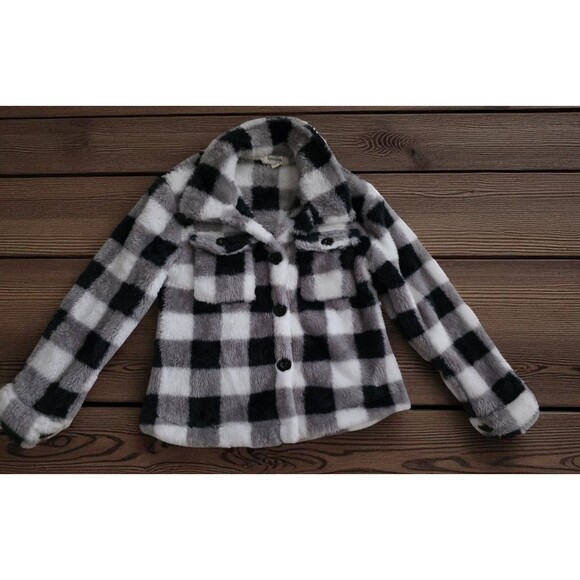 Speechless Kids Girls Black&White Faux Fur Button Jacket Cozy Sherpa Coat Sz 14 - Picture 6 of 11